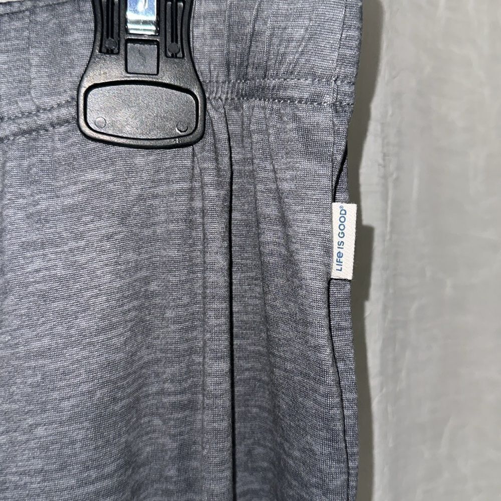 Life is Good L-XL Gray Pink Trim Notch Collar 2 pc Short Sleeve Top Pants PJ Set - Picture 16 of 16